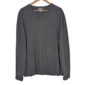 Eddie Bauer Cotton Cashmere V Neck Gray Pullover Sweater Mens Size XL